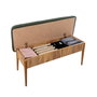 Hanah Home Vina 1070 Juego de Mesa y Sillas de Comedor Extensible, Pino Atlántico y Verde, Tablero Melamina y Lino, Patas Carpe